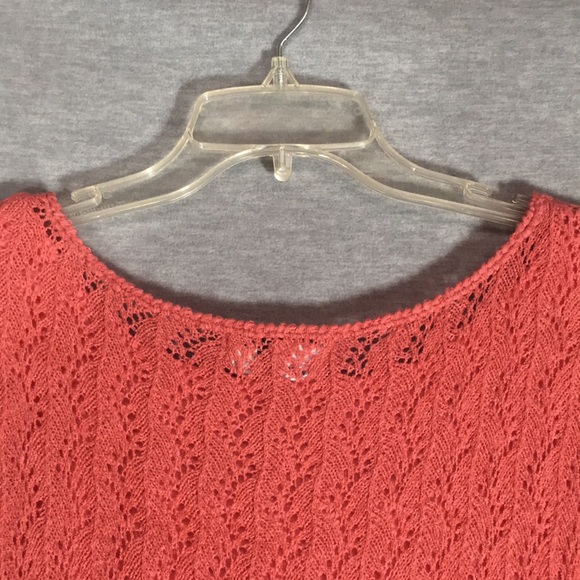 COLDWATER CREEK Crochet Lace Top with Full Tank Top UnderDeep Peach Color - Picture 4 of 16